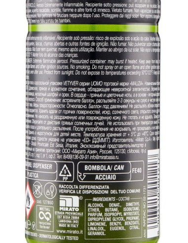Malizia Uomo Deodorante Spray - 150ml - Vetyver